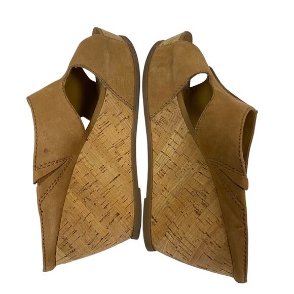 Franco Sarto Fiona Tan Leather Cork Platform Wedge Slip On Shoes Size 11 - Picture 10 of 13